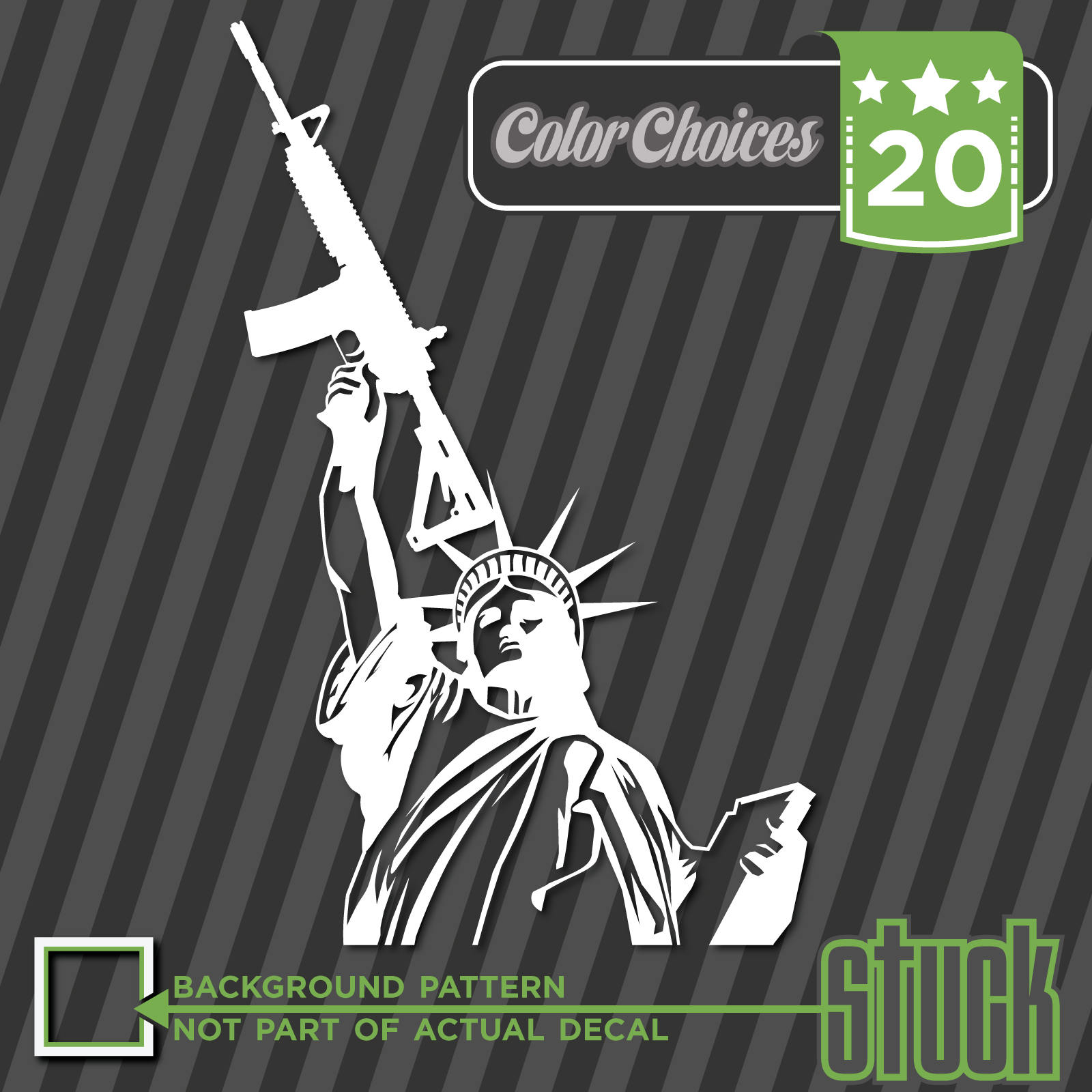 LARGE 17 AR 15 America Statue Of Liberty Vinyl Decal Sticker Gun