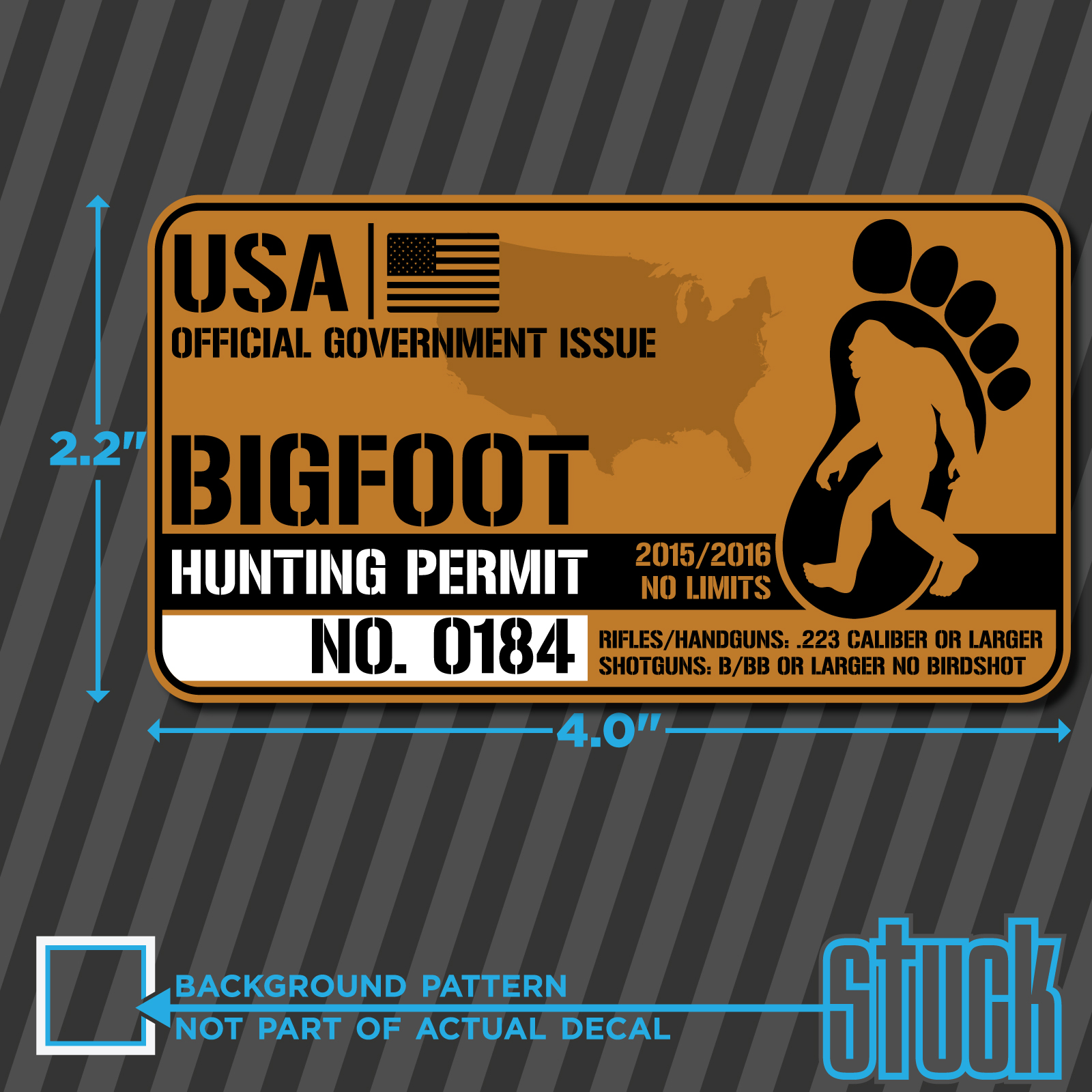 Usa Bigfoot Hunting Permit 4 0x2 2 Printed Vinyl Decal Sticker